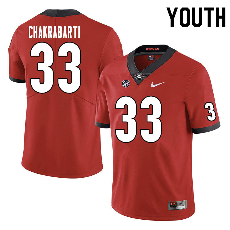 Youth #33 Kaustov Chakrabarti Georgia Bulldogs College Football Jerseys Sale-Red